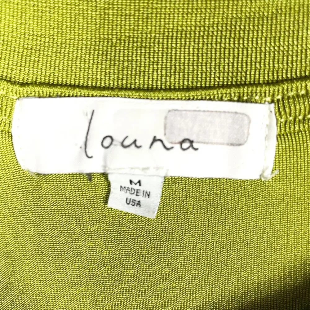 Louna Slinky Dress Green Jersey Knit Mini Waist Cut Out Bodycon Long Sleeve Sz M - Picture 10 of 13